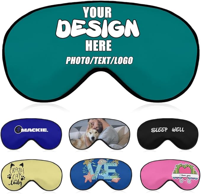 Customizable Sleep Masks Soft Blackout Comfortable Flexible Reusable, Custom Sleep Mask for Man Woman Kid, Custom Blindfold Long Flight Must-Haves, Dorm Room Essentials,#Teal