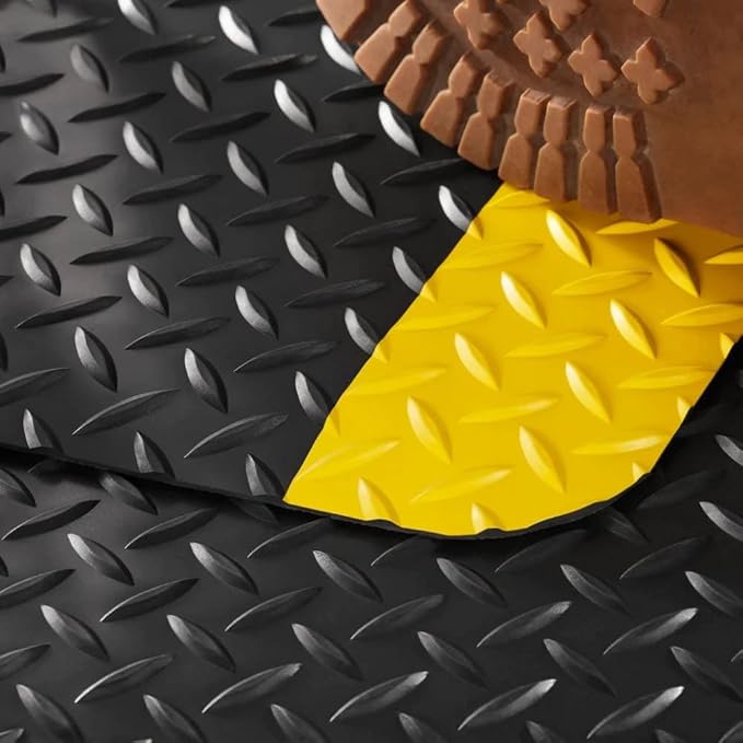 Consolidated Plastics Heavy Duty Diamond Plate Anti-Fatigue Mat - Thick Sponge Base - Standing Support for Leg & Back Pain