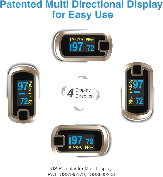 mibest OLED Finger Pulse Oximeter, O2 Meter, Dual Color White/Luxury Gold
