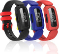 Silicone Bands for Fitbit Ace 3,Waterproof Soft Replacement Bands for Ace 3 Bands for Kids Boys Girls Bracelet Accessories Sports Band for Fitbit Ace 3 Activity Tracker(Black Red Blue)