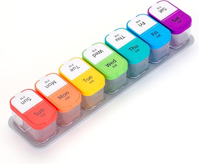 Weekly Pill Organizer,Extra Large Am Pm Medicine Container with Removable Compartments, BPA-Free Pill Sorters 7 Days 2 Times a Day for Vitamins and Supplements