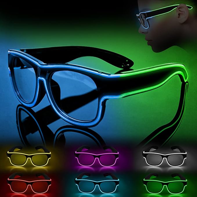 Ainiv Wireless Light Up Glasses 3 Modes LED Luminous Glasses Glow in the Dark for Parties, DJ, EDM, Halloween, Christmas
