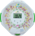 EziMedPil Automatic Pill Dispenser w/Sound & Light & Alarm, up to 6 Alarms/Day, 9 Dosage Templates, Easy-Read Display, Locked 28-Day Frosted Lid Medication Dispenser for Protecting Pills Privacy