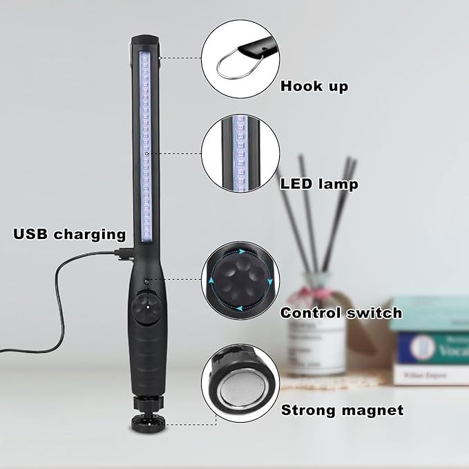 UV Light Sanitizer Wand – Portable Ozone-Free Ultraviolet Disinfection Lamp, USB Rechargeable, Kills 99.9% of Germs & Bacteria, Family & Pet Safe. for Home, Travel, Hotel, Car & Pet Areas