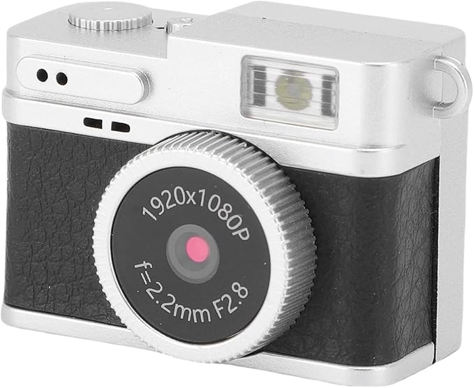 Zunate Mini Keychain Camera 1080P FHD with 32GB Card, Retro Digital Camera with 0.96 Inch Color Screen, 6 Filters, LED Flash, Portable Vintage Video Recorder for Travel Study Kids Gift (Black)