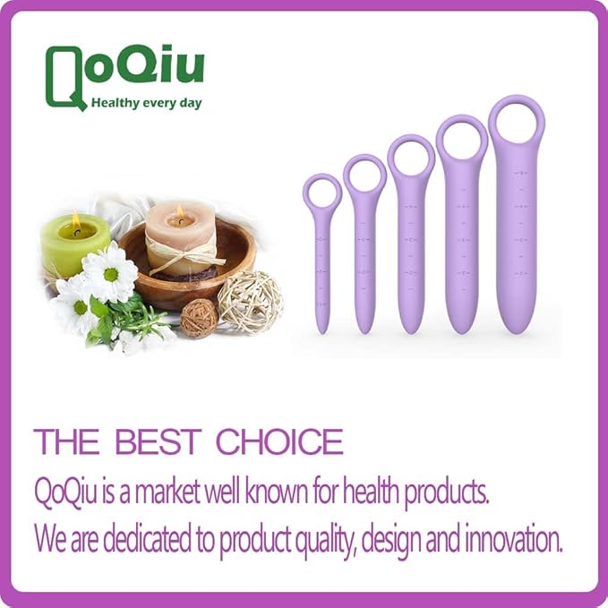 5-Pack Silicone Dilators for Pelvic Floor for Women with Fine Scales, Pelvic Wand Massager，Pelvic Floor Muscle Trainer, Pelvic Floor Strengthening Device with Storage Bag, Purple