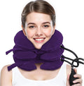 Neck Stretcher, Cervical Traction Device, Neck Traction Device, Cervical Neck Traction Device for Neck Pain Relief, Adjustable Inflatable Neck Brace, Neck Decompression Home Use (Purple)