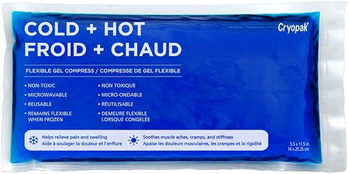 Cryopak Cold and Hot Therapy Wrap, Black, Latex-Free, Non-Toxic, for Back, Abdomen, Hip, Sports Injury Prevention, Recovery (Back/Abdomen). kit Includes Flexible Gel Compress, Sleeve and Strap.