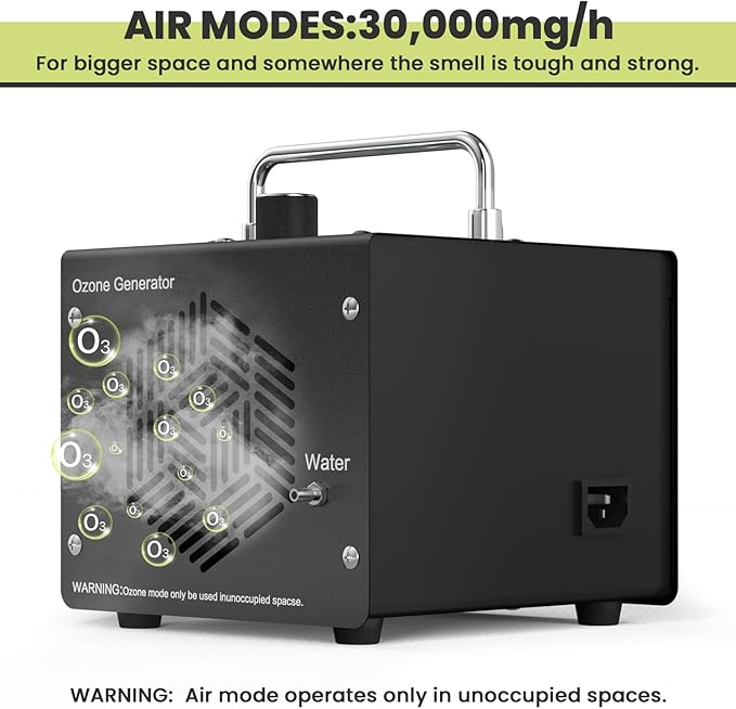 0zone Generator for Water & Air - O3 Air Purifier for Home & Car, Ozone Machine Odor Removal for Smoke & Pet (Black)
