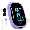 Rechargeable pulse oximeter with respiration, with SpO2 Pulse Rate and PI RR Precision Fast Oximeter SpO2 Reading Outdoor Sports Home (Purple)