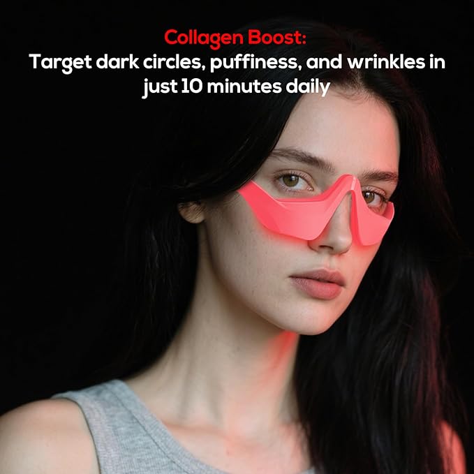 Under-Eye Red Light Therapy Device, & Microcurrent Eye Massager, Puffiness, Eye Bags - Red Light Therapy Glasses for Reducing Wrinkles and Fine Lines(Pink)