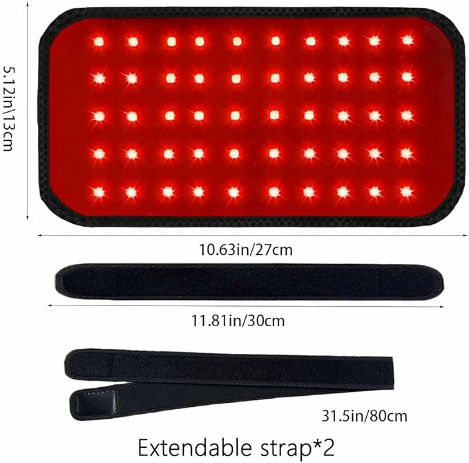 Red Light Therapy Belt for Body, Portable 660nm & 850nm Near Infrared & Red Light Therapy Device Features 4 Timer Modes for Back Waist Calves Arms for Women and Men(Black)