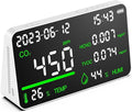 CIS 7-in-1 Air Quality Monitor, Indoor Humidity Monitor, Temperature, CO2, TVOC, HCHO, Time, Date Display Desktop Air Quality Tester, Air Quality Meters for Home Office Hotel Restaurant School