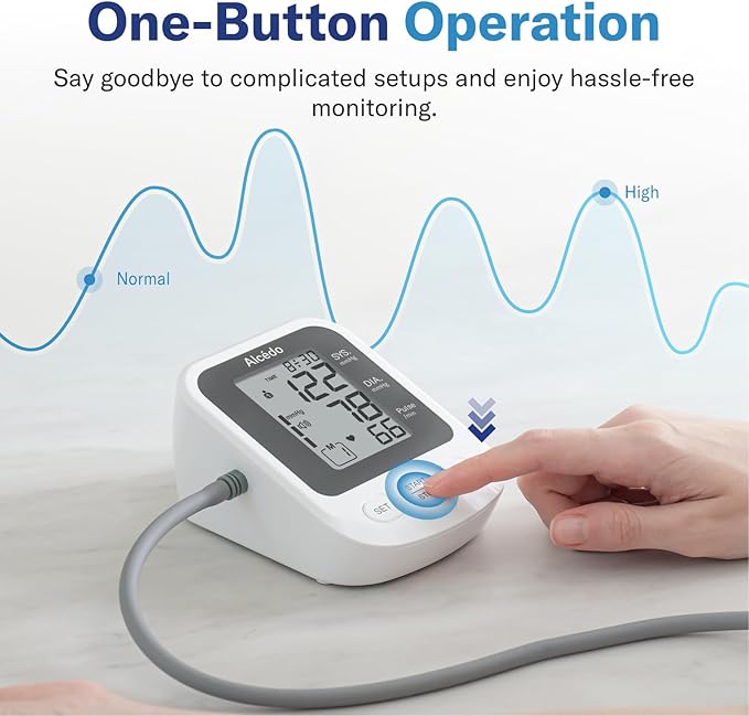 Alcedo Blood Pressure Monitor for Home Use, Accurate Upper Arm BP Monitor with Large Cuff, Alarm Reminder, 2 x 120 Memory, Talking Function