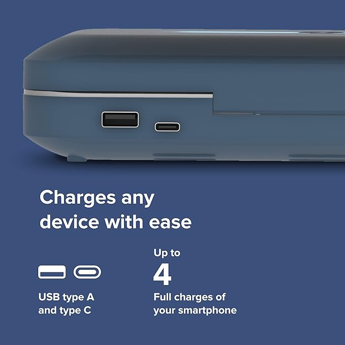 PhoneSoap Go Battery Powered UV Cell Phone Sanitizer & Universal Phone Charger Box | Patented & Clinically Proven 360-Degree UV Box for Smartphones | Disinfects & Charges On The Go (Indigo)