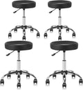 Round Rolling Stool with Wheels Adjustable Height Swivel Multi-Purpose Heavy Duty Wide Seat Drafting Stool for Office Laboratory Salon Massage Spa Medical Doctor Clinic Tattoo Beauty, 4 Pack