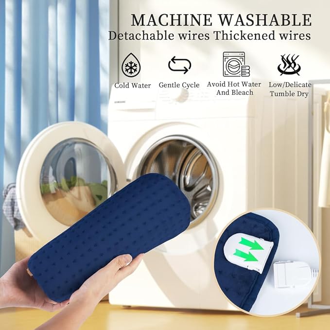 Electric Heating Pad for Back Pain Relief, Heating Pad for Period Cramps Neck and Shoulder,Knee,Arms,Legs, Auto Shut Off Moist Heat Machine Washable (c.Dark Blue 20x40, 10 Heating Temp -20x40)