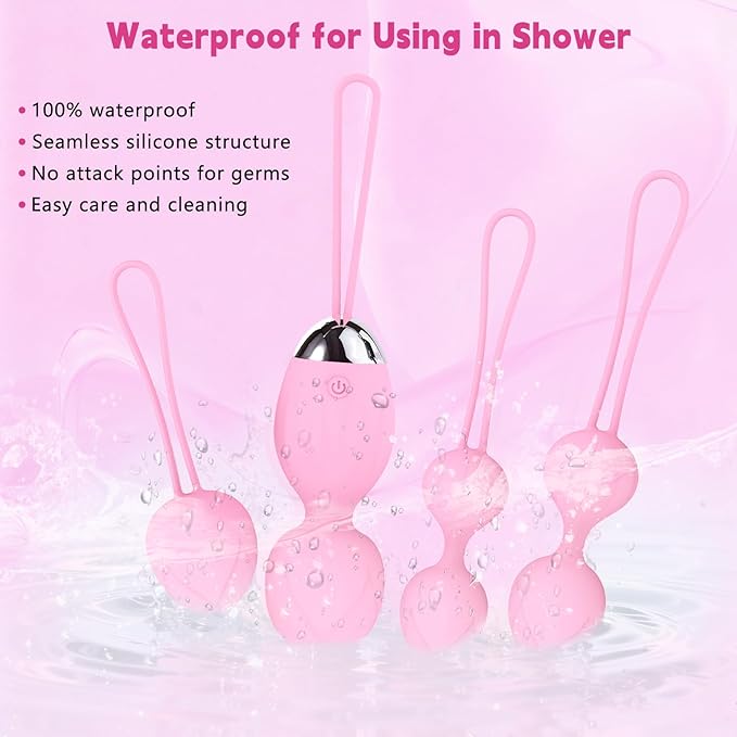 4 Kegel Balls for Women Tightening Exercise Set, Different Kegel Weights for Pelvic Floor Muscle, Pelvic Floor Trainer System for Beginners & Advance (Pink)