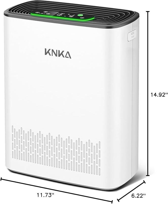 KNKA Air Purifiers for Home Large Room Bedroom Up to 1123 Ft² in 1 Hr, Washable Filters, AQI Display, Turbo Mode, Auto & Sleep Modes, HEPA Air Cleaner for Smoke, Dust, Pet Hair, Pollen (APH3000)