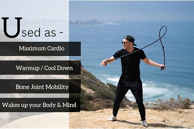 Flow Rope Exercise Jump Rope – 500g (1.10lb) Weighted Flow Jump Rope for Cardio, Boxing, HIIT & Upper Body Fitness – Adjustable Double Woven Workout Rope for Men, Women, Beginners – Indoor & Outdoor Use