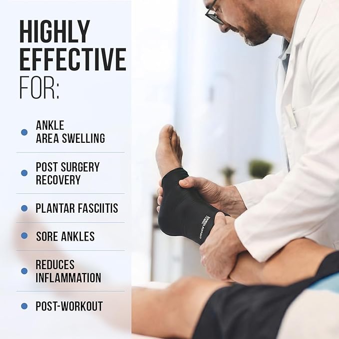 Ankle Compression Sleeve for Achilles Tendonitis Relief, Ankle Ice Pack Wrap, Foot Brace Sprained Ankle Support for Women and Men, Freeze Cold Packs for Plantar Fasciitis