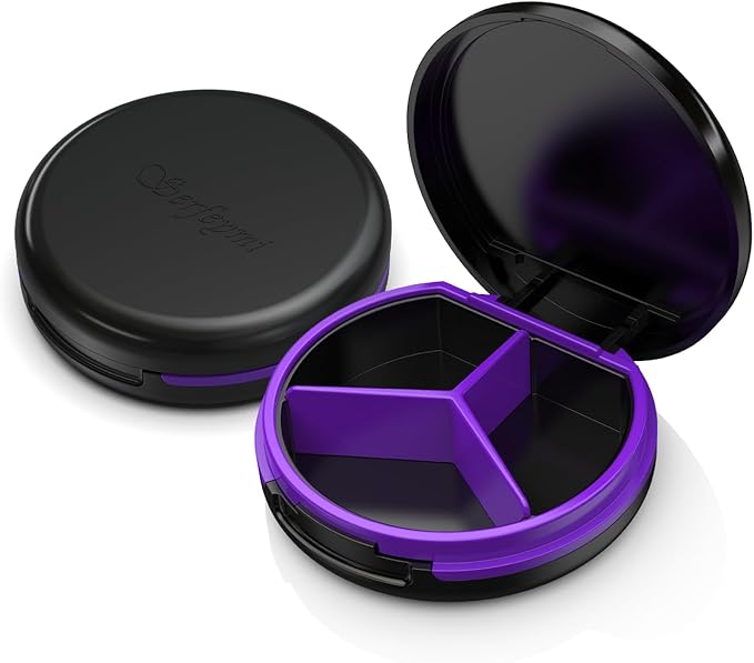 Serfeymi Small Pill Case for Purse, Unique Artistic Patterns Travel Pill Box with 4 Compartments, Portable Mini Pill Organizer for Pocket, Decorative Pill Container for Purse - Black(Serfeymi)