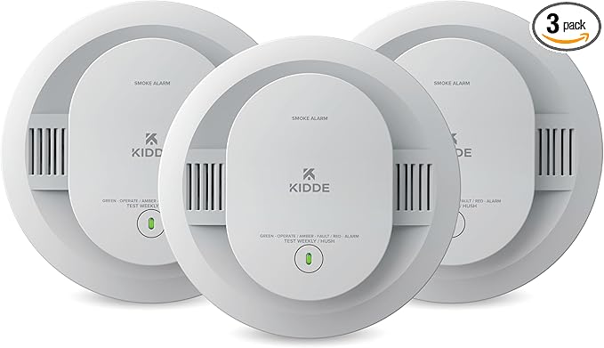 Kidde Smoke Detector, AA Battery Powered LED Status Lights, 85 dB Alarm, 5-inches, 20SDR, 3 Pack