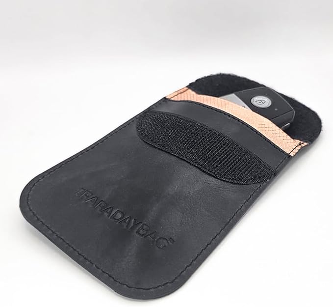 Faraday Key Fob Protector - Real Leather Premium Signal Blocking Pouches - RFID Blocking Car Key Security Shield