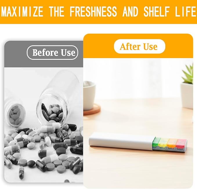7-Day Pill Organizer, Weekly Medicine Case with Secure Flip-Top Lids, BPA-Free Travel Pill Box for Vitamins & Supplements, Easy-Fill Compartments for Home & Travel (White)