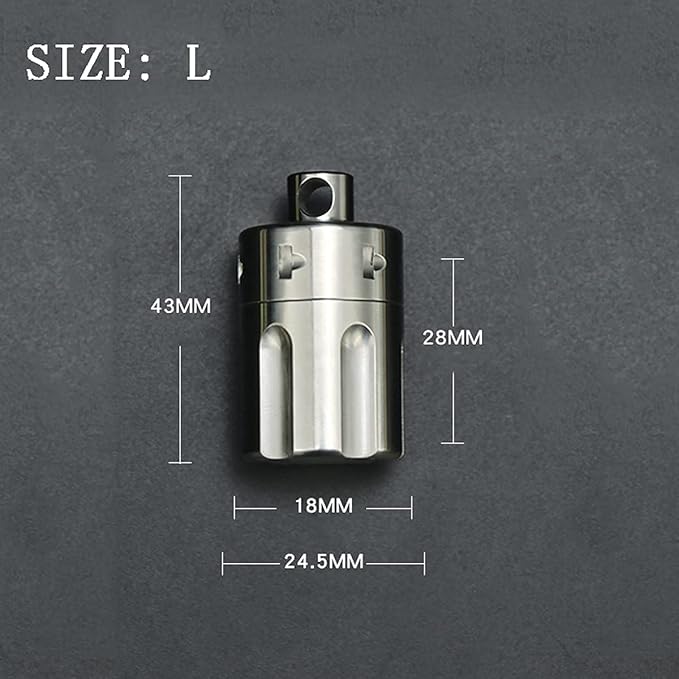 Titanium Waterproof Pill Case Keyring, Mini Pill Holder Necklace, Keychain Pill Storage Bottle, Small Pill Capsule Container for Outdoor Travel Purse Pocket Daily