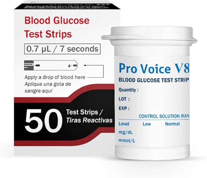 FORA Pro Voice V8/V9 Blood Glucose Test Strips – 50 Count | Fast & Accurate Diabetes Testing
