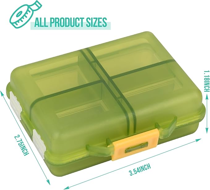 Travel Pill Organizer Small 8 Grid Compartments Pill Holder Box - Portable Medicine Container Case - Daily Weekly Medication Organizer