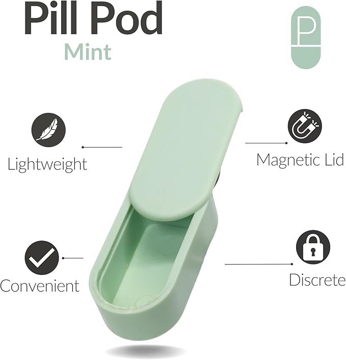 Standard Magnetic Keychain Pill Holder – Larger Capacity, Durable & Lightweight with Sleek Minimalist Design – Secure, Portable Travel Pill Organizer for Everyday Use (Mint)
