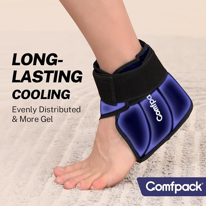 Ankle Ice Pack Wrap for Swelling, Heel Ice Pack for Pain Relief, Hot Cold Therapy Cold Pack for Plantar Fasciitis, Achilles Tendonitis, Ankle Sprain, Foot Pain, Navy