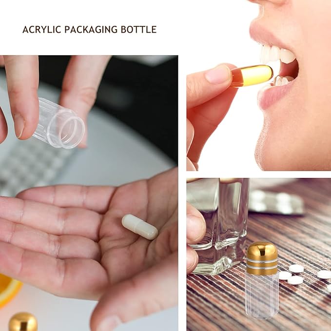 Balacoo 50pcs Mini Pill Case Powder Bottle Container Clear Container Storage Jars Empty Medicine Pill Fake Capsule Container Transparent Container Sealed Jar Solid Capsule Bottle