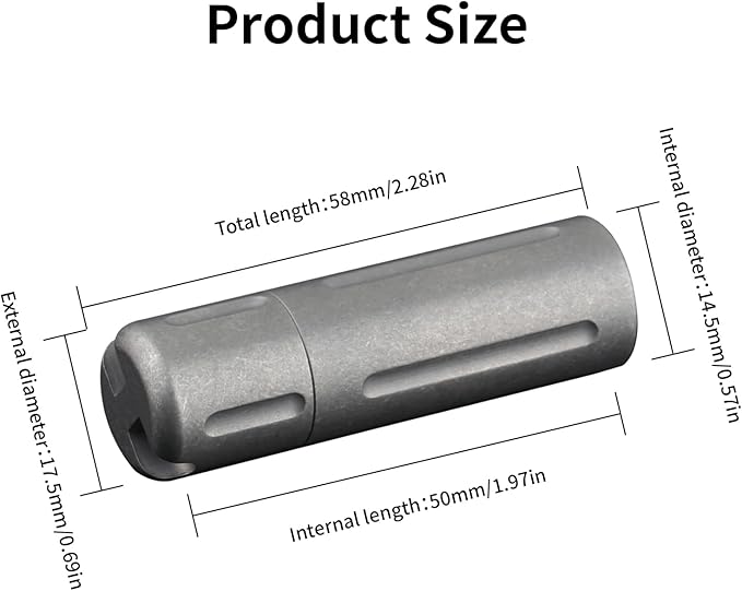 Pill Holder Keychain,Titanium Waterproof Single Pill Box Container,Portable Small Pill Case,Mini Canister Medicine Capsule Bottle Pill Container,for Outdoor Camping Traveling Hiking (Black)