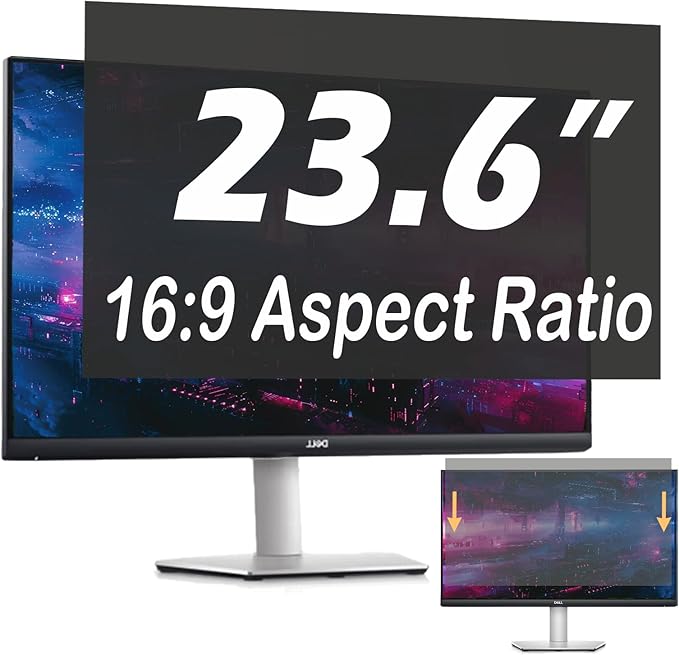 23.6 Inch Privacy Screen for Computer Monitor, 16:9 Anti-Spy Filter for Laptop & PC Display, Blue Light Blocking Anti-Glare Reversible Protector Film, Easy Slide-Mount Installation (23.6 Inch Widescreen(16:09))