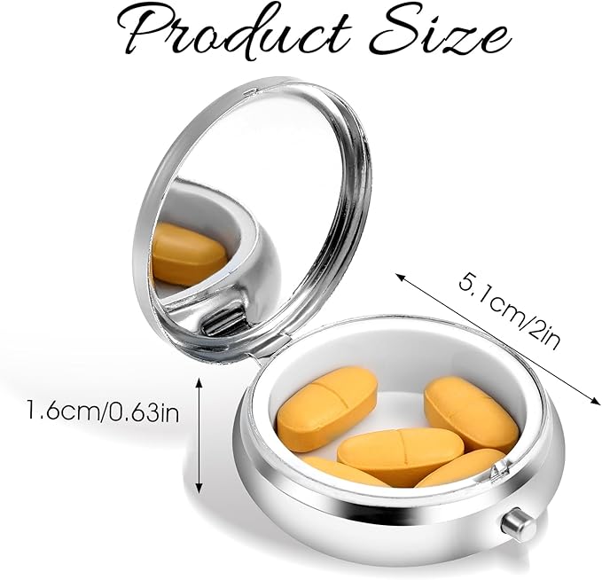 Sibba Portable Medicine Pill Case, Travel Multi-Functional Moisture Proof Pill Box for Purse & Pocket, Cute Metal Medicine Pill Organizer Box for Vitamins, Fish Oil & Supplements (Butterfly)