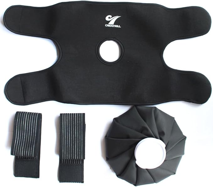 Creatrill Reusable Hot Cold Therapy Ice Bag Pack (9") Neoprene Core Wrap with Elastic Strap, Portable Moist Heating Brace First aid Ice Compression Sleeves Pain Relief Pad