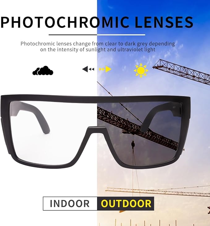 Transition Photochromic Safety Glasses For Men Women Wrap Around Safety glasses with Anti bluelight UV Protection
