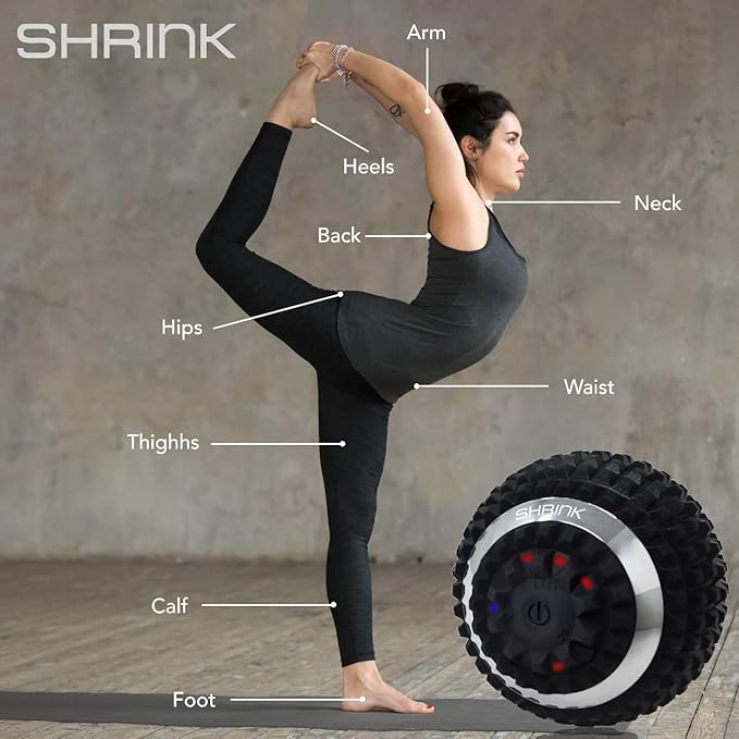 shrink Vibrating Massage Ball with 4-Speeds - Deep Tissue Trigger Point Massage Ball for Relieving Muscle Pain and Tension - Myofascial and Hip Flexor Release Tool for Physical Therapy