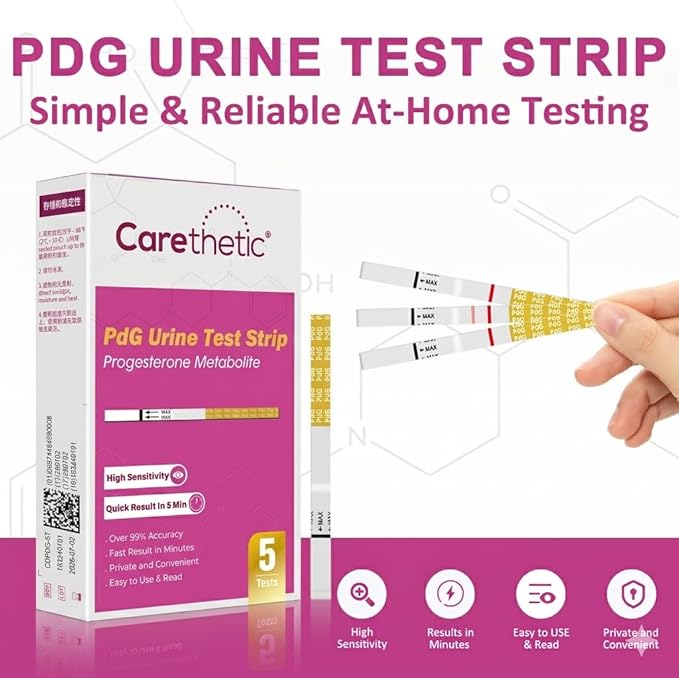 PdG Test Strips - Progesterone Urine Test Kit - At-Home Ovulation Confirmation Test for Women - 5 Tests