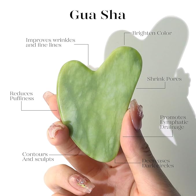 BAIMEI IcyMe Jade Face Roller & Gua Sha, Facial Beauty Skin Care Tools, Self Care Gift for Men Women, Massager for Face, Eyes, Neck, Relieve Fine Lines and Wrinkles - Green