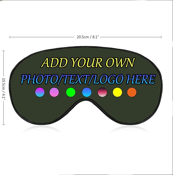 Personalized Eye Mask, Custom Eyeshade Blindfold Add Your Design Image Text Customized Eye Cover with Adjustable Strap for Sleeping Travel Work Naps Blocks Light, Army Green