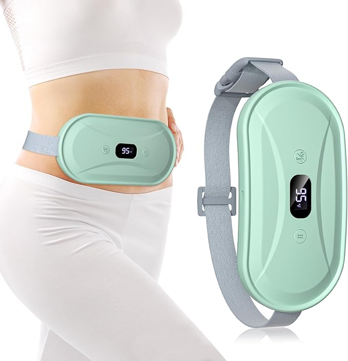 Portable Electric Heating Pad for Period Cramps, Menstrual Heating Pads with 7 Heat Levels and 7 Vibrating Modes for Women Stomach Pain Relief