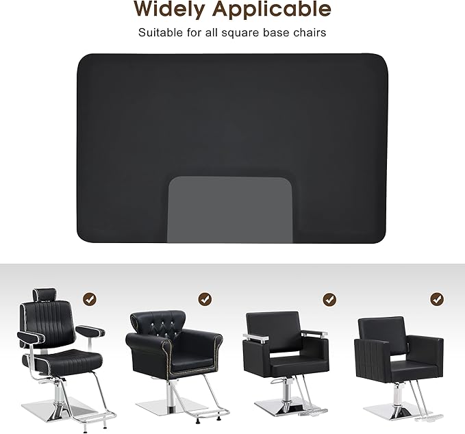 BarberPub 3 x 5 Feet Salon Floor Mat Anti Fatigue Barber Shop Chair Floor Mat for Hair Stylist Rectangle 1/2'' Thick 0040 Black
