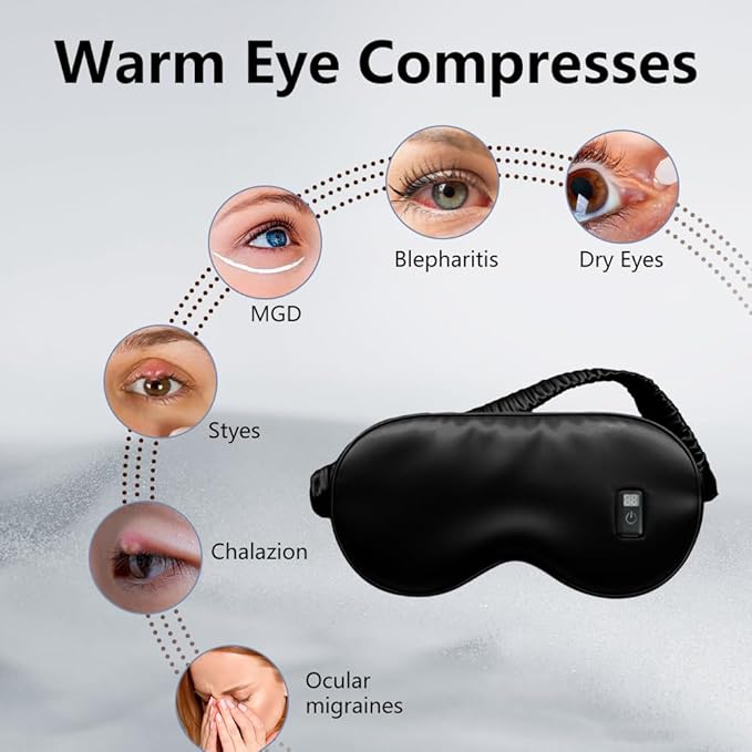 Joythink Cordless Sleep Mask Heated Eye Mask for Dry Eyes,Eye Relief,with 3 Temperature Settings and Timer Control,Washable Eye Mask,Gifts for Friends