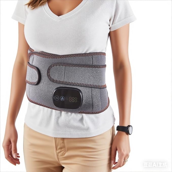 Lower Back Massager Waist Belt - Red Light Therapy, 3 Heating & Vibration Levels, Touchscreen Control, Adjustable Size, Multi-Use Heating Pad for Back/Stomach/Neck Pain Relief, Heated Back Brace