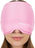 Medi Grade Migraine Relief Cap Pink - Cooling Compression Headache Relief Cap with Full Coverage - Soft Flexible Fabric Gel Migraine Cap that Blocks Light, Reusable Migraine Mask for Cold Therapy