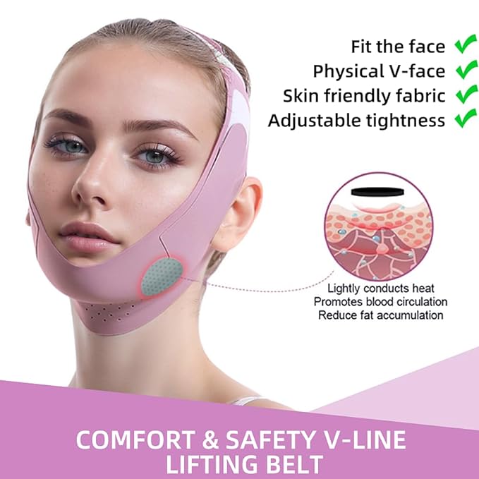 Graphene V-Line Mask Chin Up Mask V Shaped Face Mask Chin strap for sleeping,Jawline Shaper,Lilac,Medium
